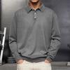 Мужская рубашка весна-осень с отложным воротником на пуговицах, свободный однотонный пуловер с длинными рукавами, повседневный формальный уличный топ для повседневной жизни, вечеринок, путешествий