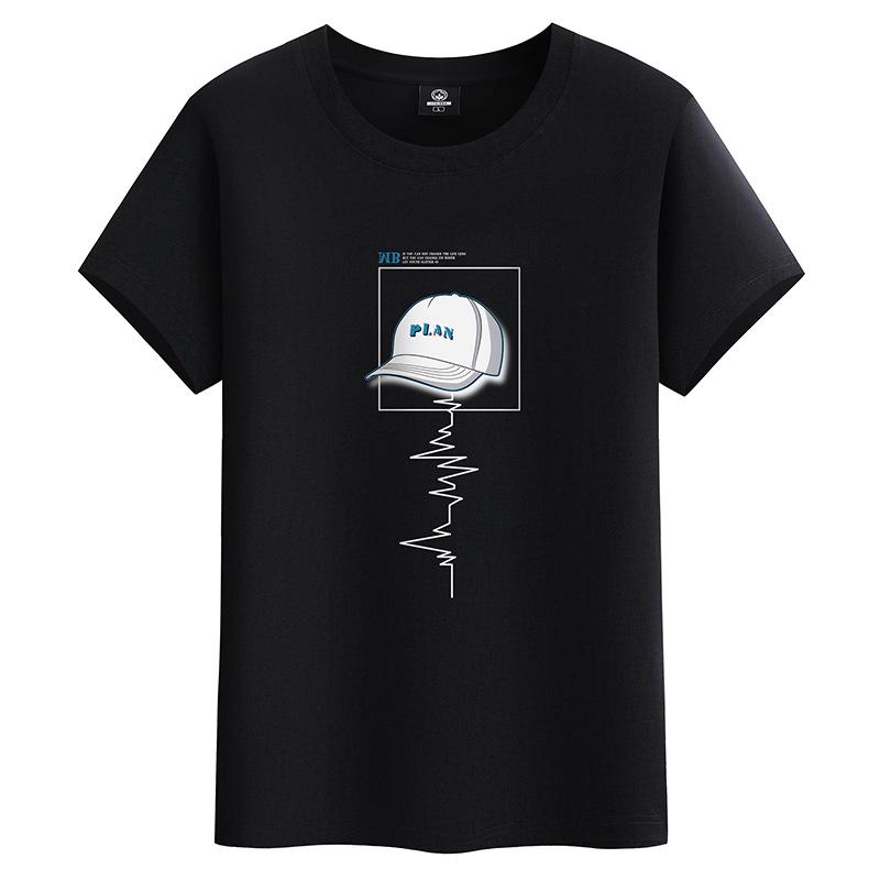 2024 Мужская молодежная футболка свободного кроя из хлопка с коротким рукавом