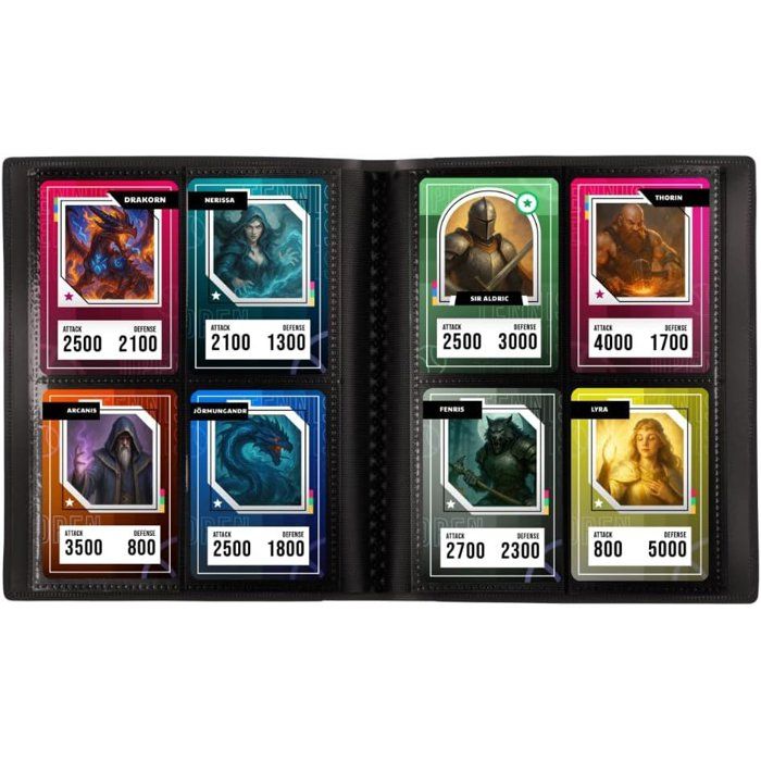 Mini album 160 cartes à collectionner - Konix - 4 pochettes 63 x 88 mm par page - Magic The Gathering, Pokémon, Yu-Gi-Oh! - Noir