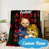 Custom Name Chucky's Bloody Tale Blanket bed sofa Blanket Flannel Blanket for Camping, Hiking, Picnic Essentials,gift for Fan family