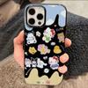 Антивандальный чехол для телефона с рисунком кошки и медведя для iPhone 14/15/16 Pro Max - Дизайн с большим отверстием