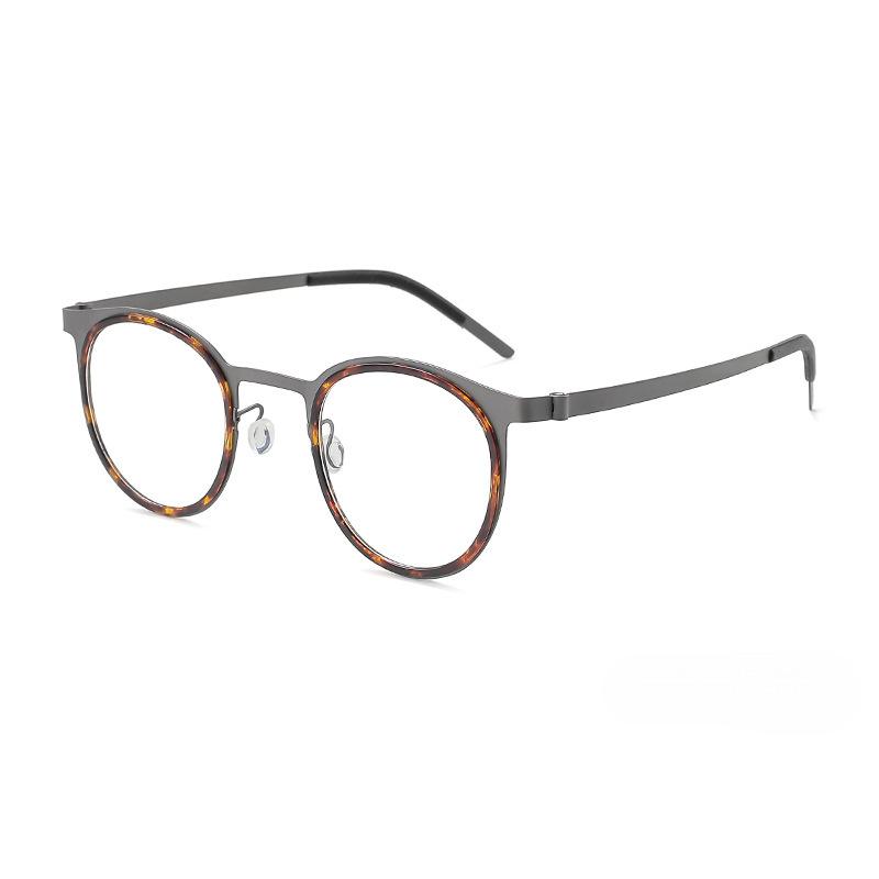 Jiang Wen Xuzheng Ultra-light retro business style round men's tortoiseshell myopia glasses without screws can be matched with degree glasses frames