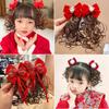 2pcs Tang Suit Baby Wig Hairpin Chinese Style Red Bowknot Hairclip  New Year Festive
