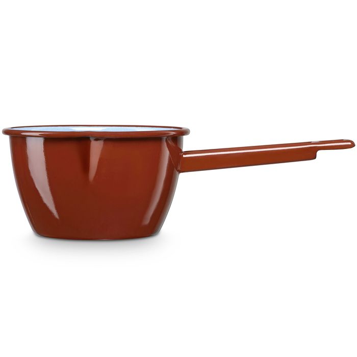 Casserole à Lait, Acier Émaillé 18cm, Bouilloire Poignée 2,15L Induction Vintage Briebe Terra Marron