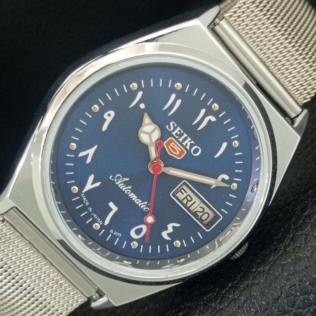 ВИНТАЖНЫЕ АВТОМАТИЧЕСКИЕ SEIKO 5 6309A ВОССТАНОВЛЕННЫЕ ЯПОНСКИЕ МУЖСКИЕ ЧАСЫ С СИННИМ ЦИФЕРБЛАТОМ a442602-1
