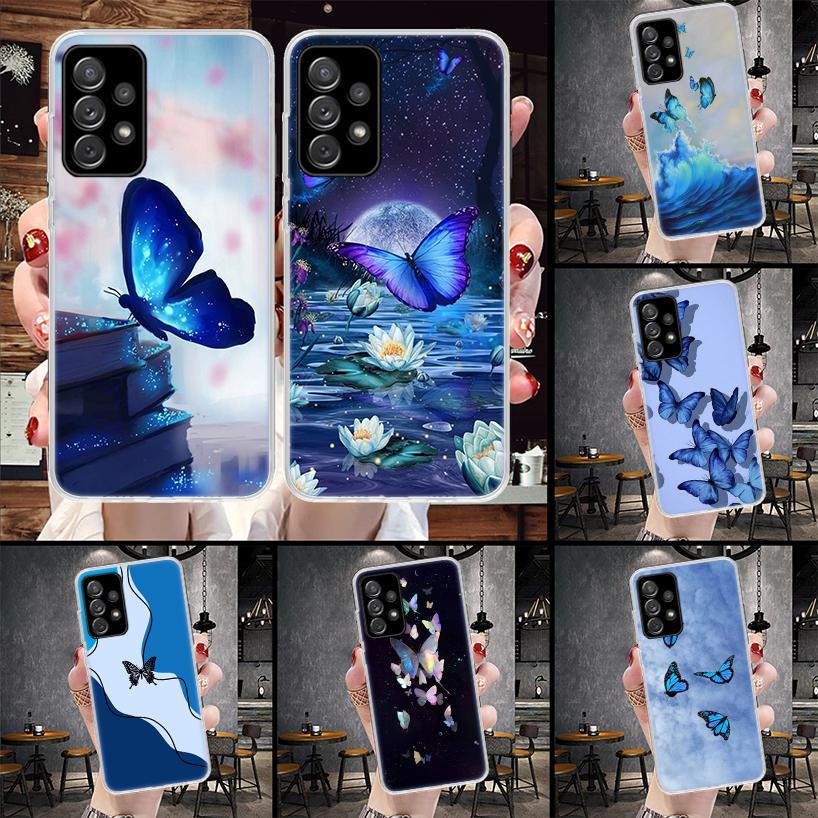 Blue Butterfly Beautiful Wing Soft Phone Case For Samsung Galaxy S22 S23 S24 S25 Edge S26 Ultra S20 FE S21 Plus + Fundas Coque G