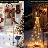 2PCS 3D Christmas Bell Cascade Solar, Christmas Garden Stake Light Flowing Cascading Snowflake LED Christmas Garden Light Christmas Outdoor