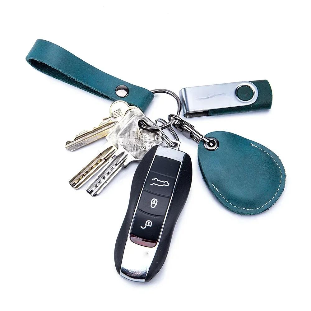 Genuine Leather Key Holder Bank Card Pocket Mini Bus Card Key Pouch Slim Housekeeper Key Access Card Protecter Cover
