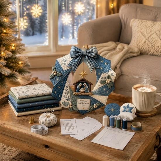 Unique Holiday Gift for Teachers Christmas Fabric Wreath DIY Kit, Patchwork Beginner-Friendly Handmade Craft Garland Materials Decoration