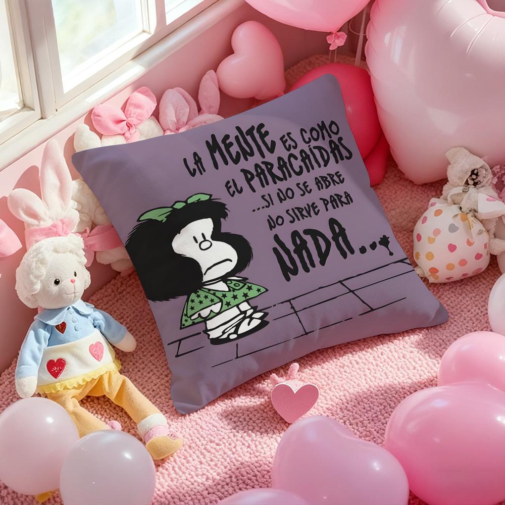 M-Mafalda Cartoon Cushion Cover Pattern Printed Pillowcase for Living Room Sofa Cushion Cover & Bedroom Decor