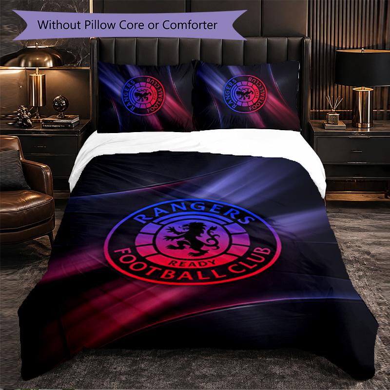 Rangers FC Themed Bedding 3Pcs Duvet Cover Set Decorative Bed Linen For Teen Room Home Decoration