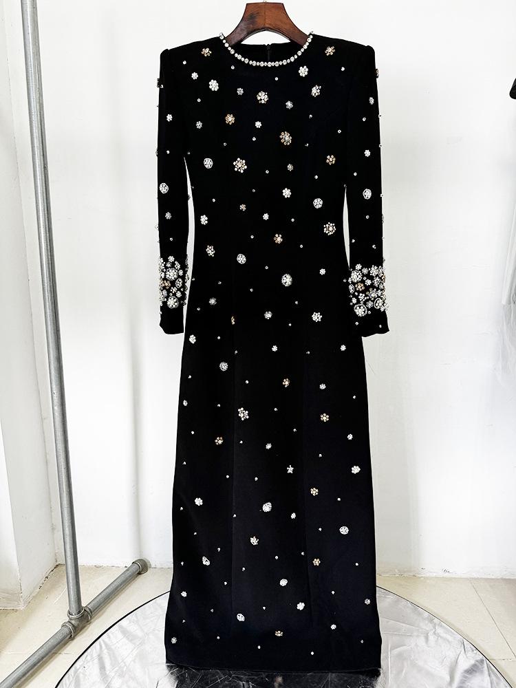 2024 Европейская и американская мода Star Fashion Бисеро-бриллиантовое облегающее длинное платье
