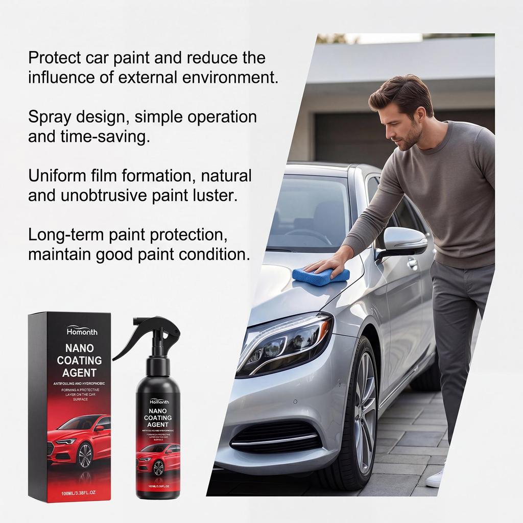 Homonth Car Coating Spray, Paint Protection & Hydrophobic Anti-Stain for Multi-Surface, Quick Care 100ml
