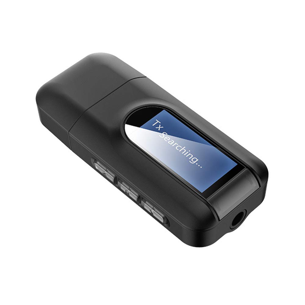 2 in 1 USB Bluetooth 5.0 Transmitter Receiver with LCD Display 3.5MM AUX Stereo for PC TV Car Headphones Wireless Adapter