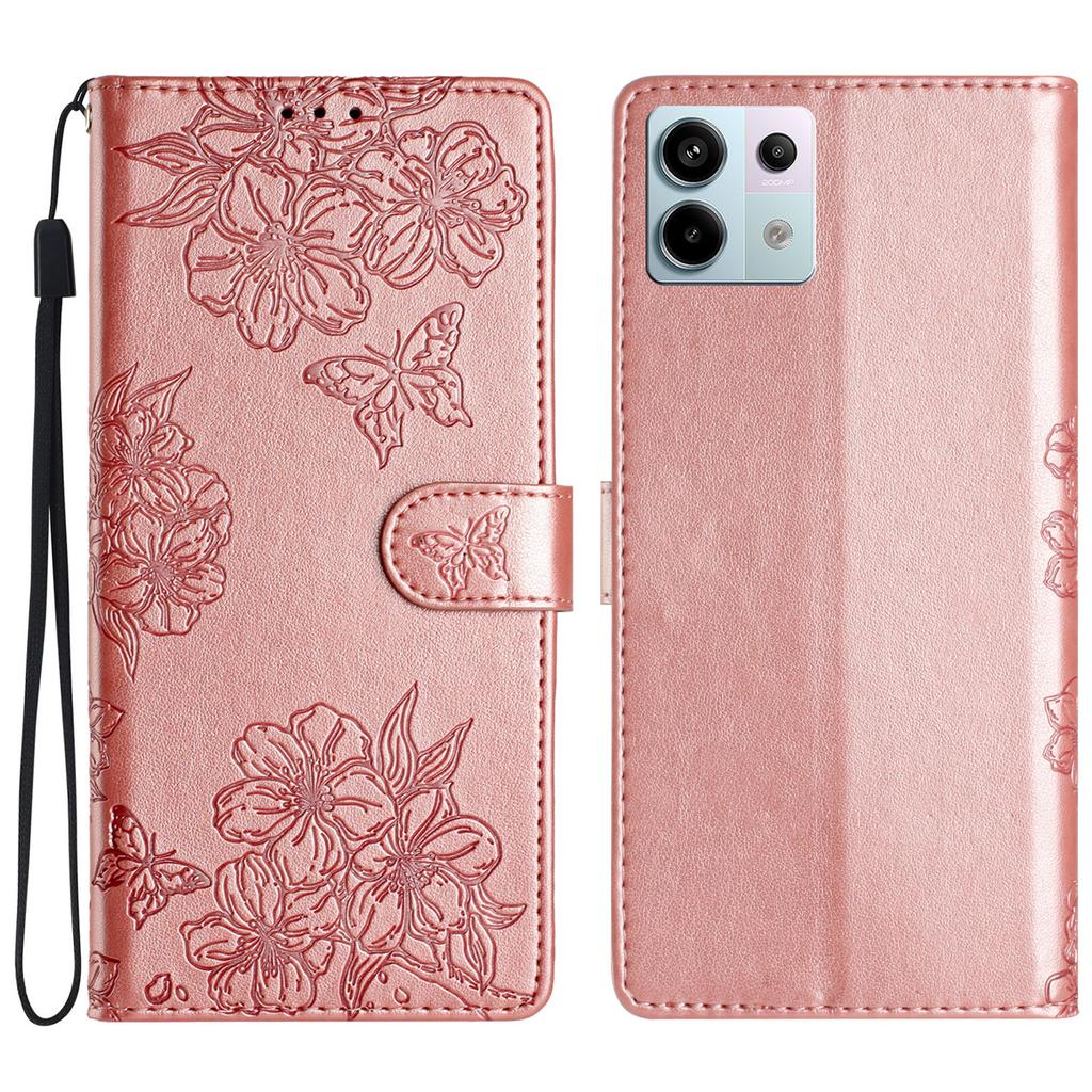 Чехол для Xiaomi Redmi Note 13 Pro 5G/Poco X6 5G с рисунком бабочки и цветка, кошелек из ПУ кожи, откидная крышка для телефона