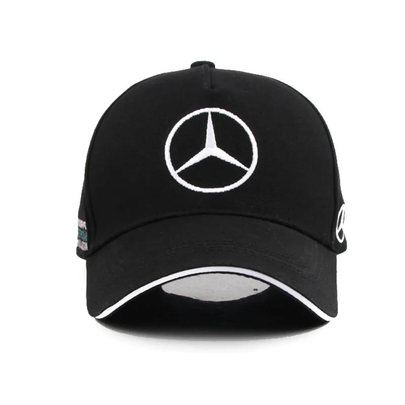 Автомобильная наклейка 2025 Горячая Для автомобиля Benz Колпачок-утиный клюв Для Mercedes benz 3D Кепка Авто Мотоцикл GP Гонки F1 Бейсболка Кепка Регулируемая Cas