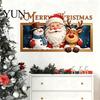 Winter Holiday Wall Decorations Christmas Stickers, Santa Claus Reindeer And Snowman Decals with Photo Frame Design, Removable PVC Self-adhesive