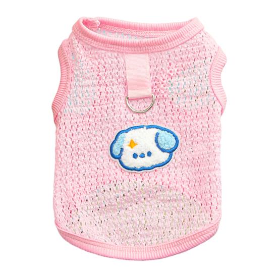Dog Cooling Shirt Summer Puppy Tank Top Breathable Hollow Sleeveless Vest with Cartoon Dog Pattern for Small Medium Dogs