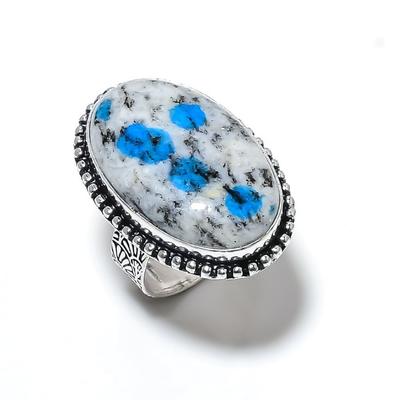 Кольцо из серебра 925 пробы с натуральным камнем K2 Azurite, размер 9, u7V32
