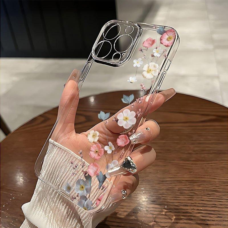 Эстетичный Цветочный Прозрачный Чехол Для Телефона Для iPhone 17 Air 16E 16 15 14 11 Pro Max Plus 13 12 Mini 8 7 X Прозрачная Ударопрочная Крышка