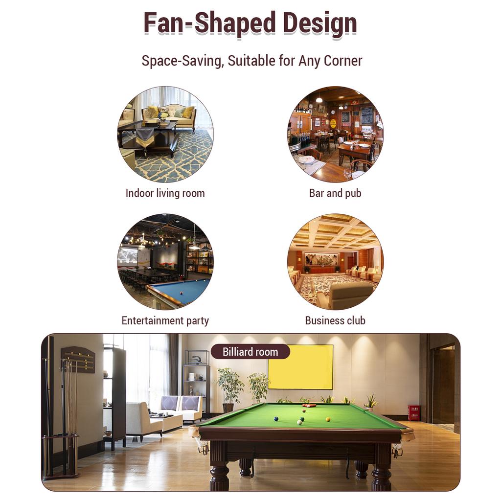 Бильярдная стойка 8 отверстий Веерообразная Вертикальная стойка для киев Вмещает восемь киев для восьмерки, 16 шаров и 5 подставок для напитков Экономия места Подходит