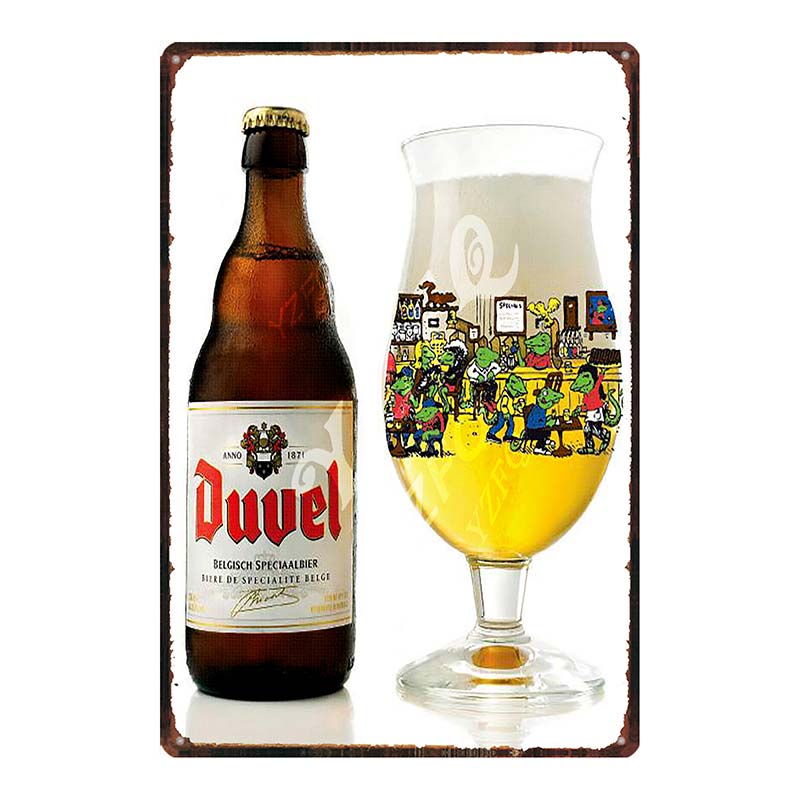 YZFQБельгийское пиво Duvel Жестяные металлические знаки Табличка Винтажный Музыкальный Бар Ресторан Дом Мужская берлога Декор Настенные наклейки DU-7713B