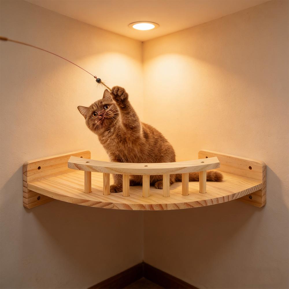 Кошачий игровой комплекс Настенный Цельный Деревянный Настенный Домик для Кошки Угловая Смотровая Площадка Настенный Наблюдательный Пункт