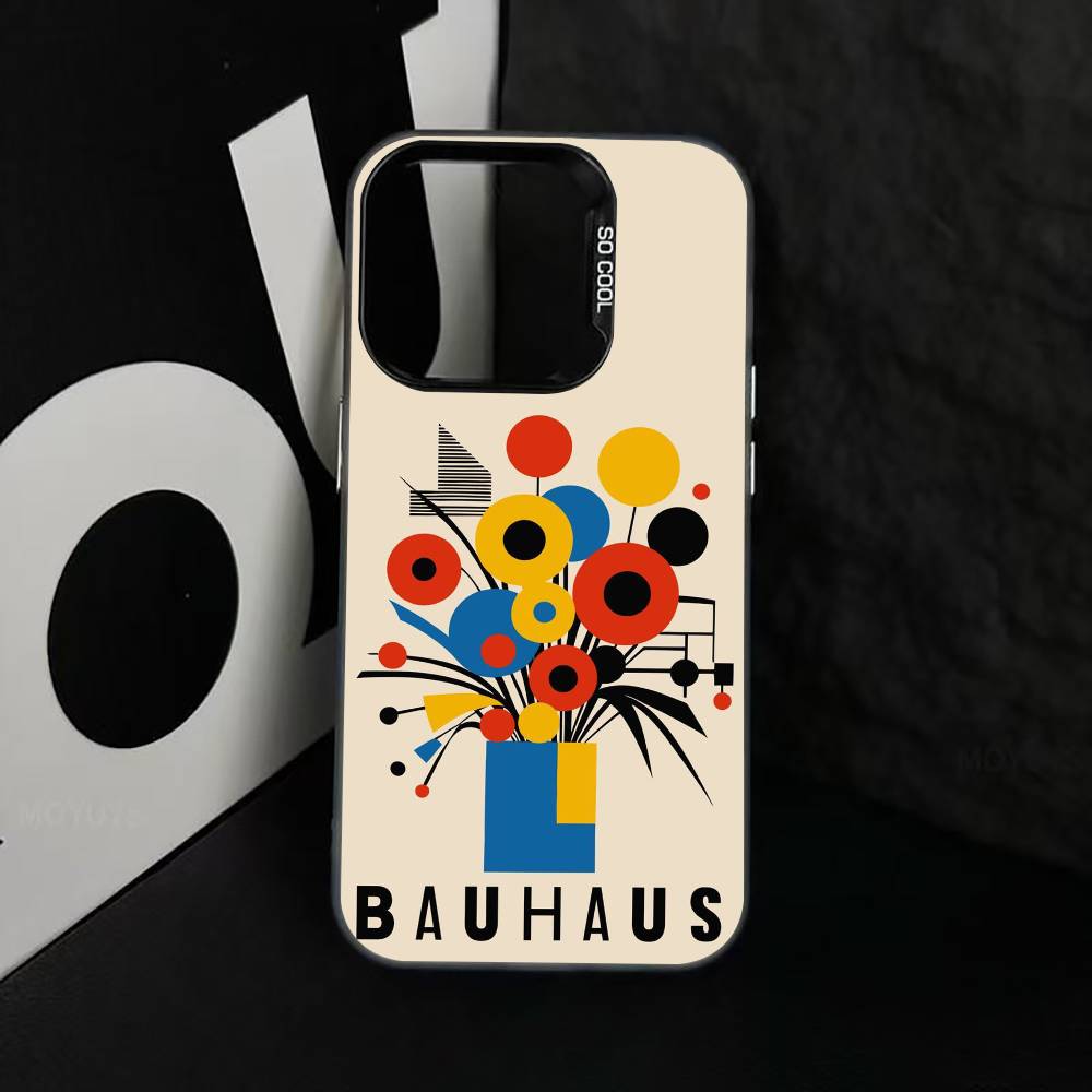 Минималистичный чехол для телефона в стиле Баухаус для iPhone 17,16,15,14,13,12,11 Plus,Pro Max,XS, Цветной Серебристо-Черный Чехол