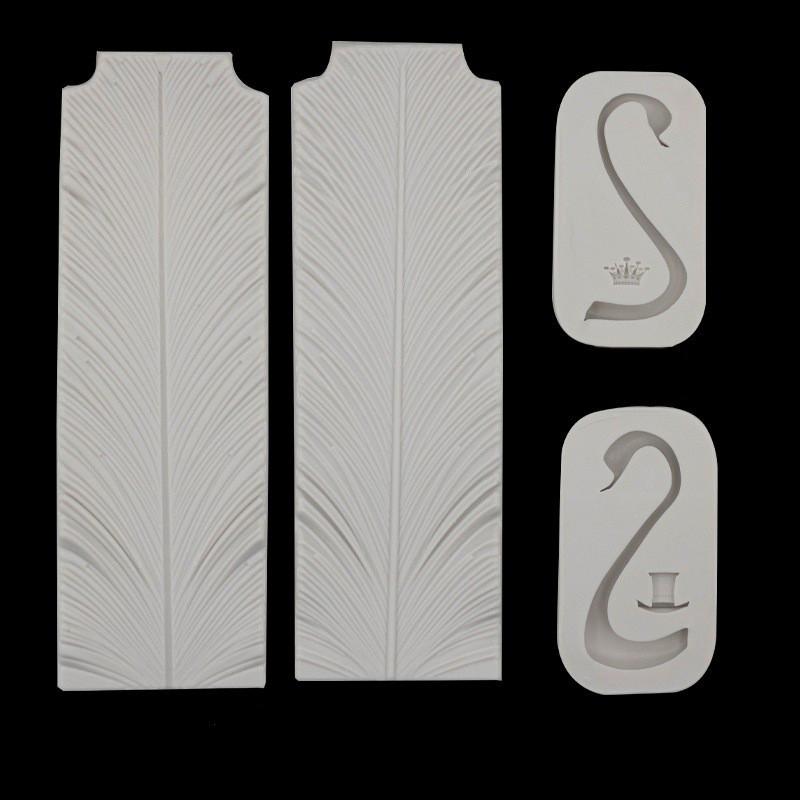 2 шт./набор DIY силиконовые формы в виде перьев лебедя для выпечки, инструменты для украшения торта, помадка, форма для пудинга, шоколадная форма