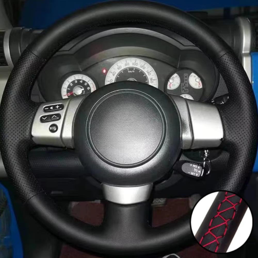 Car Accessories Hand Stitched Perforated Non-slip Artificial Leather Steering Wheel Cover For Toyota FJ Cruiser 2006-2020