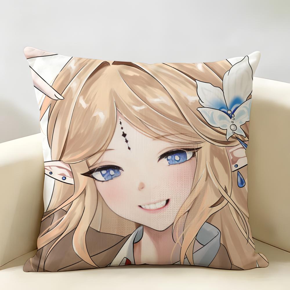 Cartethyia Cute Wuthering Cushion Cover Natural Linen Organic Fabric DoubleSided Printing Room Sofa Decor Pillow Case