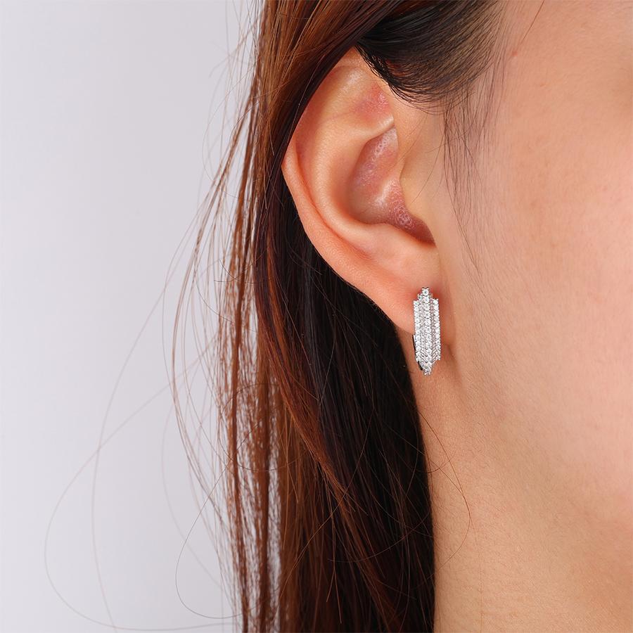 Fine Jewelry S925 Sterling Silver Hypoallergenic Stud Pave Setting VVS GRA Moissanite U Shaped Hoop Earrings for Women
