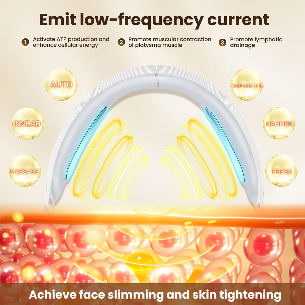 Устройство для лифтинга лица Антивозрастной V-образный массажер для лица Подтяжка двойного подбородка Инструмент для похудения лица 6 режимов и 8 уровней микротока