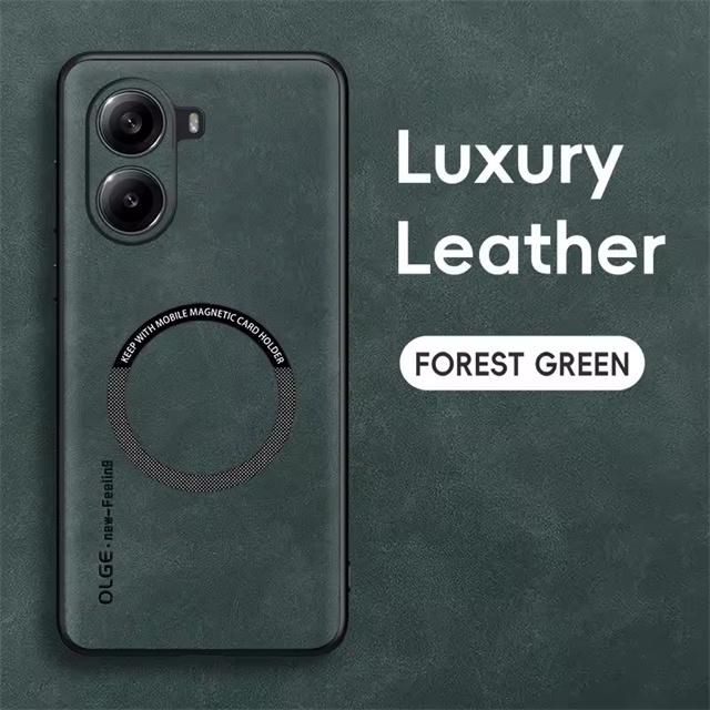 Leather Magnetic Case For Poco X7 Pro X6 X5 Funda For Poco F6 F5 F4 GT C65 M6 M5 For Magsafe Wireless Charger Phone Cover
