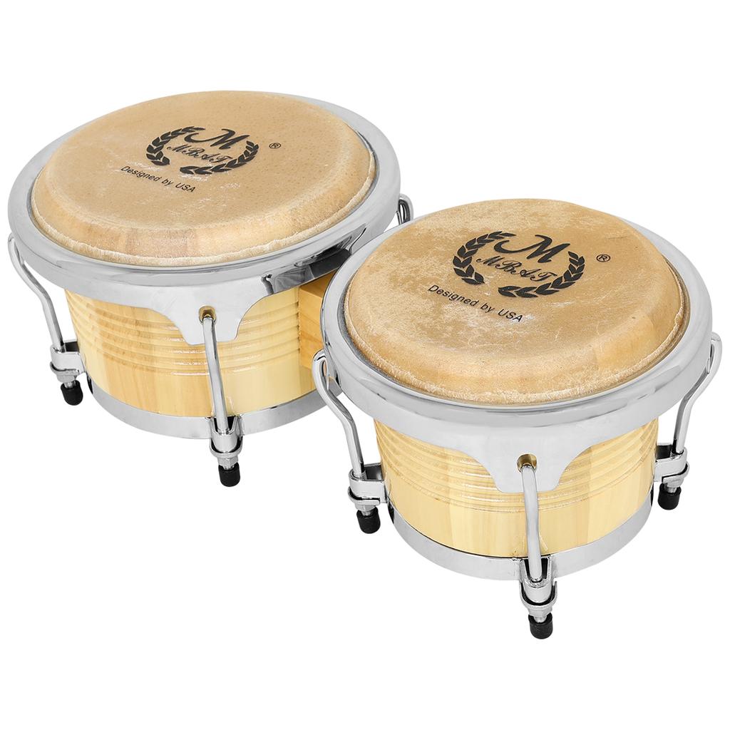 M MBAT 7+9 Inch Bongo Drum Oak+Aluminum Alloy+Buffalo Leather Water Buffalo Leather Drum Safe Suitable Performance With Parts