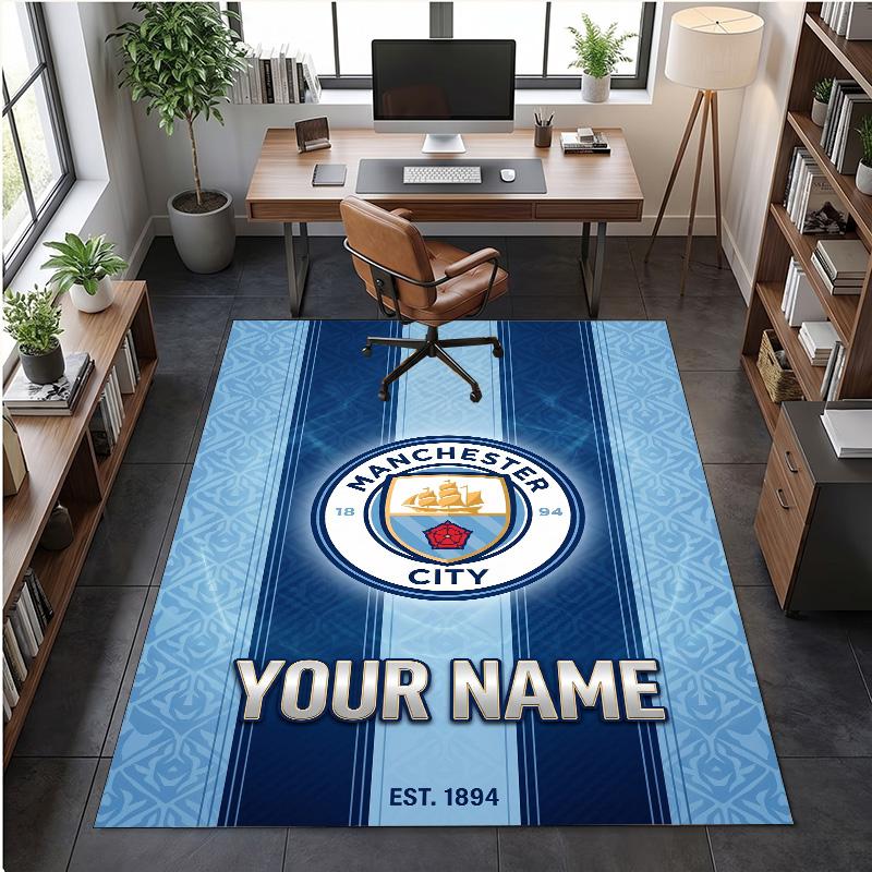 Crystal Velvet Rug Manchester City Print Custom Name Text Floor Mat Home Decor