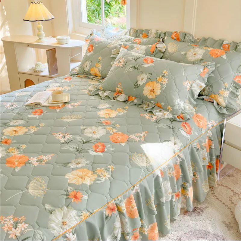 1 шт. Утолщенная Подзорная юбка для кровати в цветочном стиле Постельное белье Двухслойное кружевное покрывало для кровати Домашнее покрывало faldones de cama (Нет наволочки)