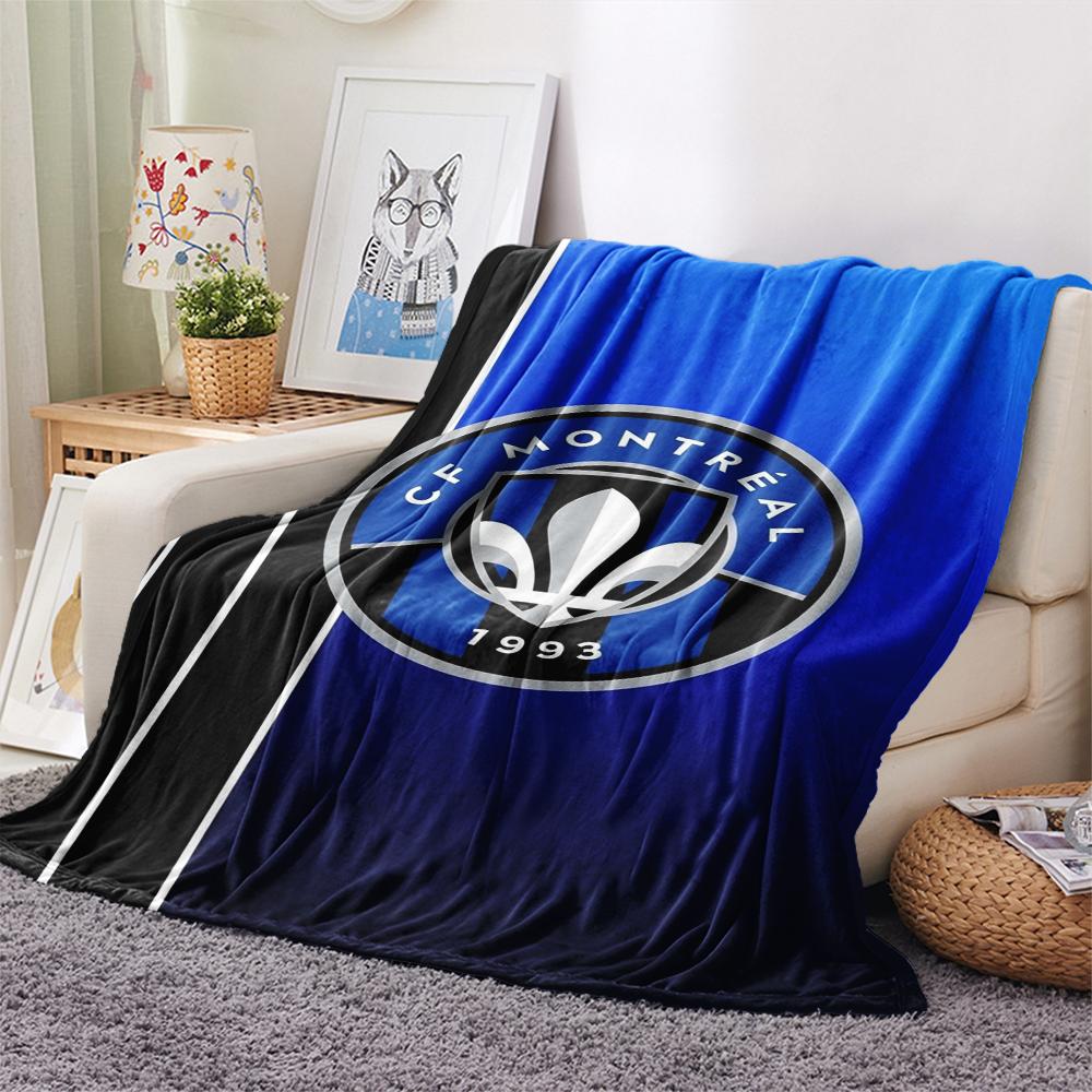 1PC CF Montréal Print Flannel Blanket, High quality Comfortable for All Seasons, Home Decor, Warmth and Comfort, Perfect for Christmas Gifts