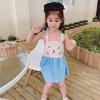 2024 New Baby Girls Summer Cotton Dress Cute Rabbit Suspenders Skirt Children Beach Casual Dresses