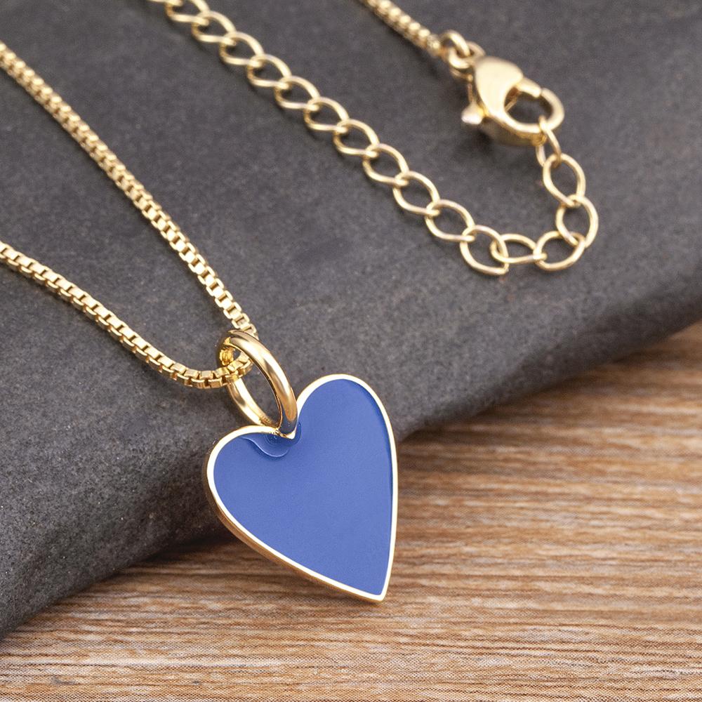 Nidin Romantic Heart Couple Necklace 5 Colors Simple Valentine's Day Sweater Chain Fine Friend Lovers Wedding Party Gift Jewelry
