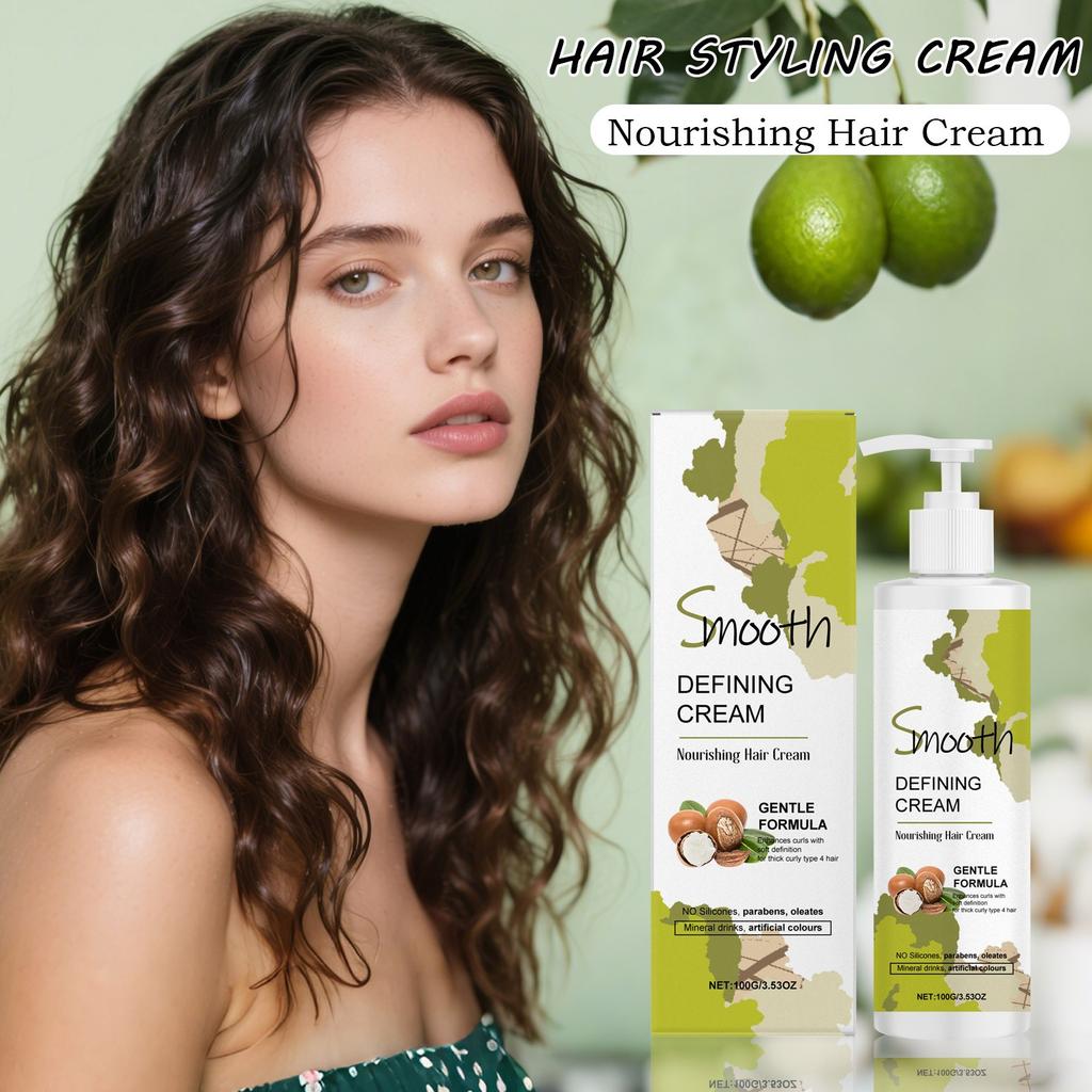 Крем для ухода и укладки вьющихся волос Curly Hair Cream обеспечивает гладкость, что делает его подходящим для прямых и вьющихся волос.