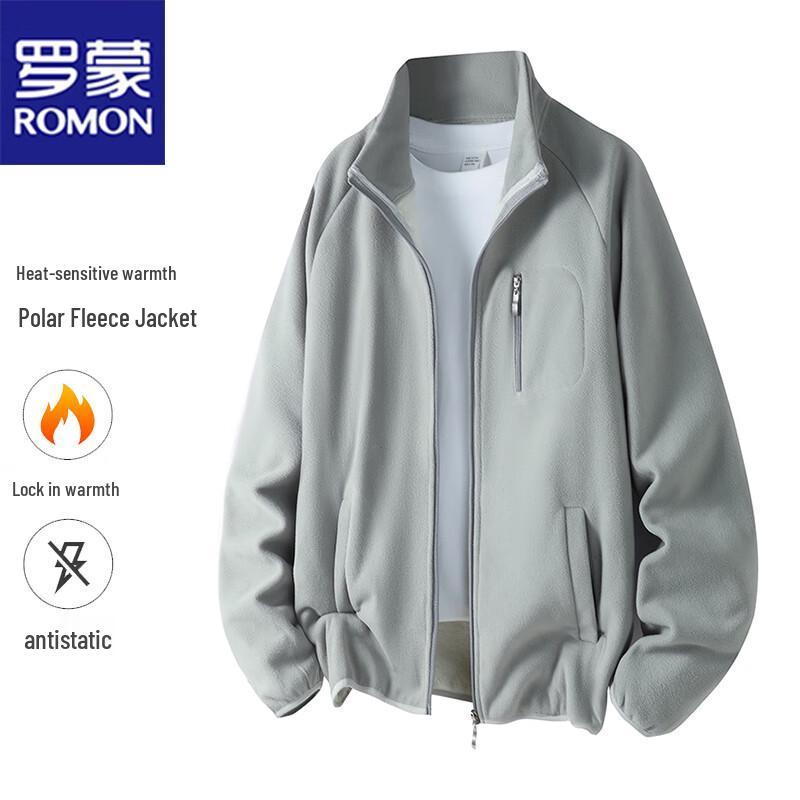 ROMON Men's Stand Collar Fleece Jacket