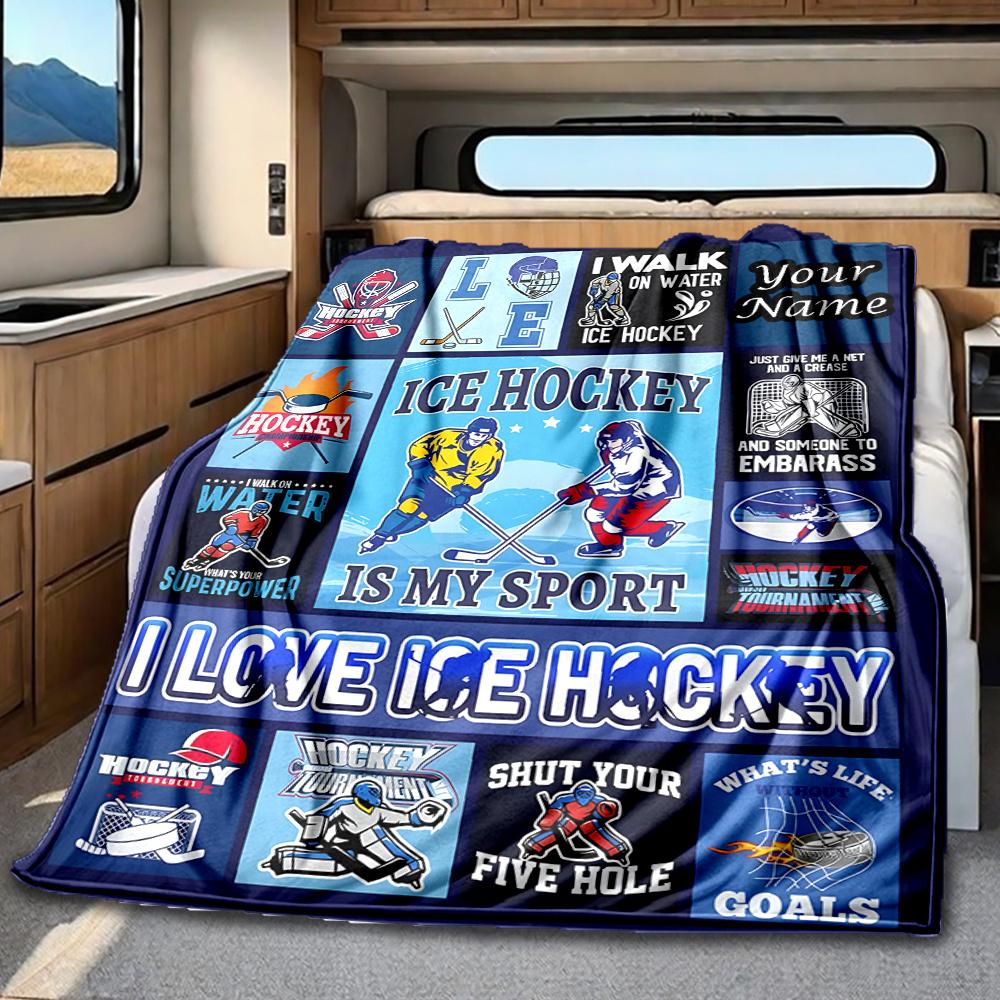Anaheim Ducks Hockey Logo Blanket Personalized Name Soft Comfortable Stylish Blanket Car Blanket Perfect For Travel Camping Outdoor Home Suitable For