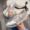 Fashion Pointed Shoes Retro Jane Shoes 2025 Designer Women's Pumps Fashion Women Wedge High Heels Zapatos De Mujer