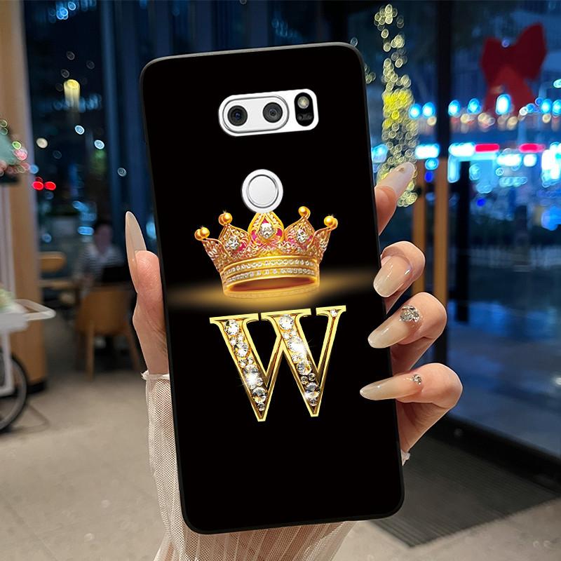 Чехол для телефона для LG V30/V30 Plus/V30S ThinQ/V35 ThinQ Мягкий силикон Красивый Модный Узор Корона Буква Черный Чехол Корпус