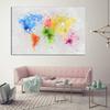 Картина маслом большого размера с принтом, настенная живопись, красочная карта мира, настенная художественная картина для живописи в гостиную