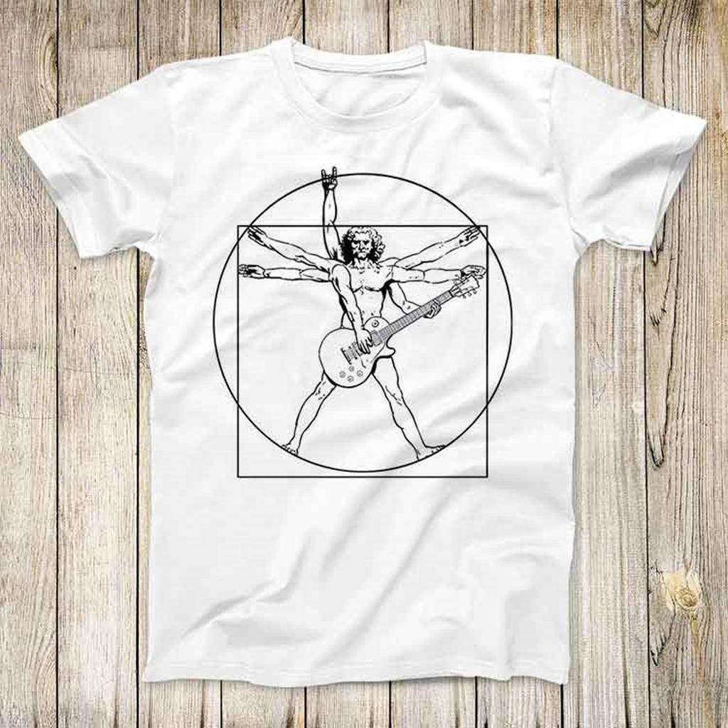 Guitar Tee Super Cool Vitruvian Guitarist Parody Electric Bass Acoustic Best Gift Unisex Top T-Shirt 2691