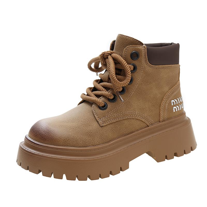 Женские ботинки Мартин из мягкой кожи на толстой подошве, осень 2024, новый британский стиль, ретро, рабочие ботинки цвета ревеня