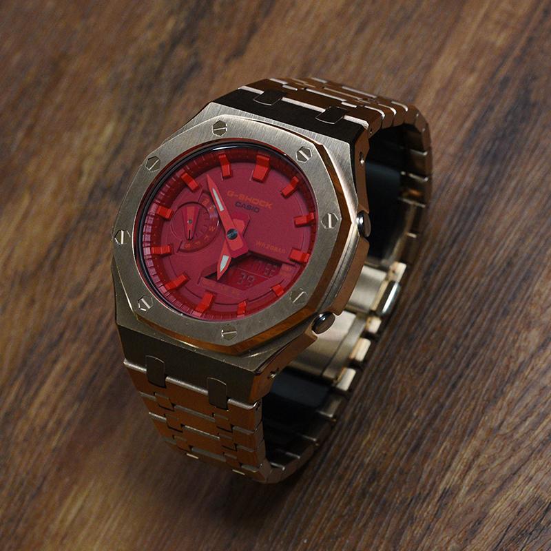 Casio Мужские часы Red Series GA-2100-4A с жидкокристаллическим и аналоговым двойным дисплеем(Watch3--)