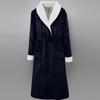  And Winter Coral Fleece Solid Color Thickened Long Hooded Bathrobe